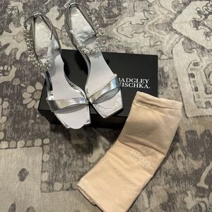 Badgley Mischka Silver Loretta Pearl Embellished heels